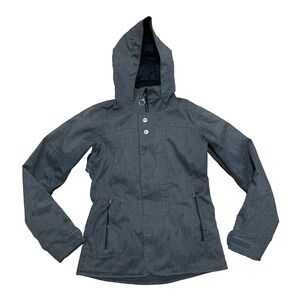 Burton Womens DryRide Snowboard Ski Jacket Black Grey Hood Coat XS